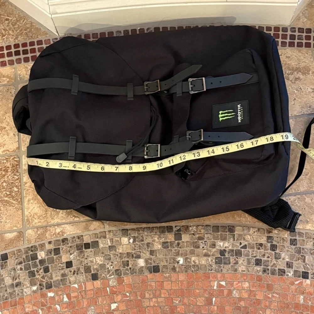 MONSTER ENERGY Black Backpack 16”x19”-Shows Wear
